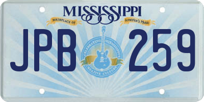 MS license plate JPB259