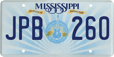 MS license plate JPB260