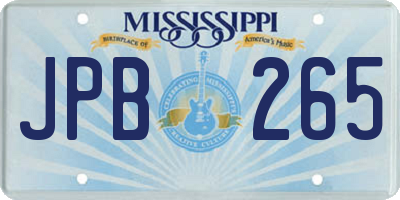 MS license plate JPB265