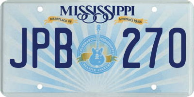 MS license plate JPB270