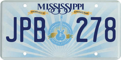 MS license plate JPB278