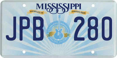 MS license plate JPB280