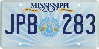MS license plate JPB283