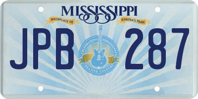 MS license plate JPB287