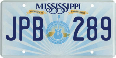 MS license plate JPB289