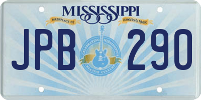 MS license plate JPB290