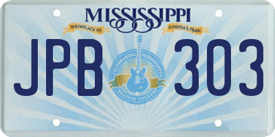 MS license plate JPB303