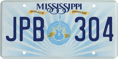MS license plate JPB304