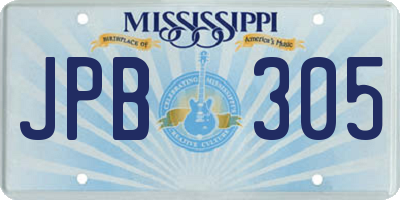 MS license plate JPB305