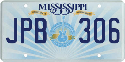 MS license plate JPB306