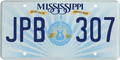 MS license plate JPB307
