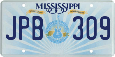 MS license plate JPB309