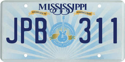 MS license plate JPB311