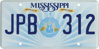 MS license plate JPB312