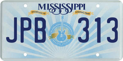 MS license plate JPB313
