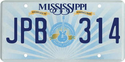 MS license plate JPB314