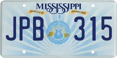 MS license plate JPB315