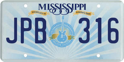 MS license plate JPB316