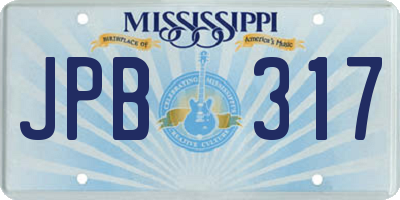MS license plate JPB317