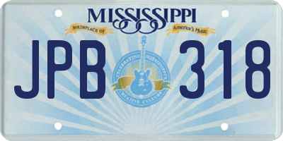MS license plate JPB318