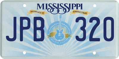 MS license plate JPB320
