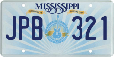 MS license plate JPB321