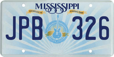 MS license plate JPB326