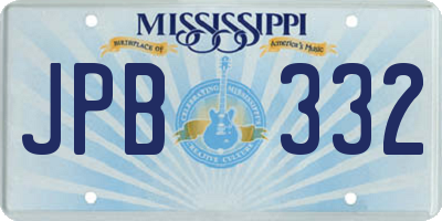 MS license plate JPB332