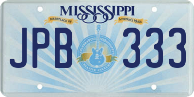 MS license plate JPB333