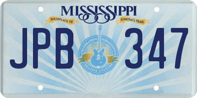 MS license plate JPB347