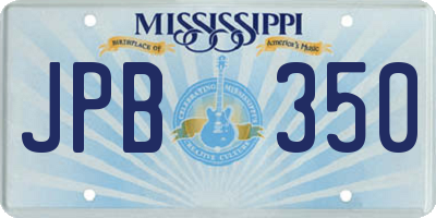 MS license plate JPB350
