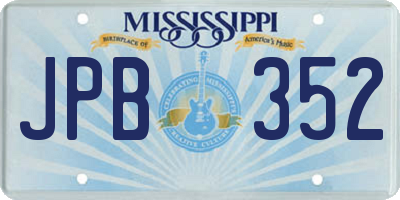MS license plate JPB352