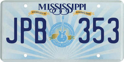 MS license plate JPB353