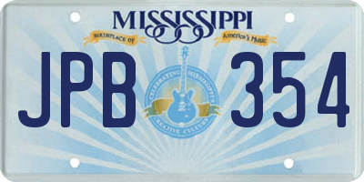 MS license plate JPB354