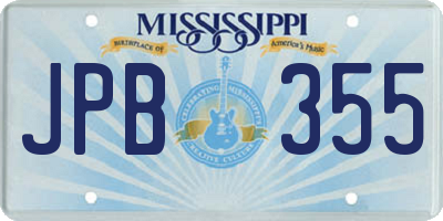 MS license plate JPB355