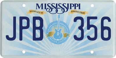 MS license plate JPB356