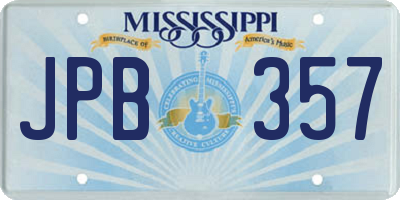 MS license plate JPB357