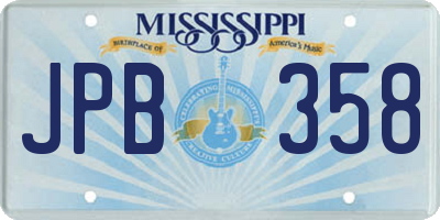 MS license plate JPB358