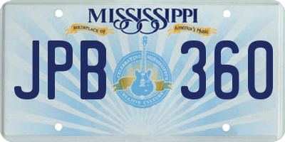 MS license plate JPB360