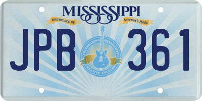 MS license plate JPB361