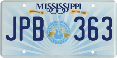 MS license plate JPB363