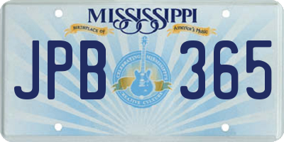 MS license plate JPB365