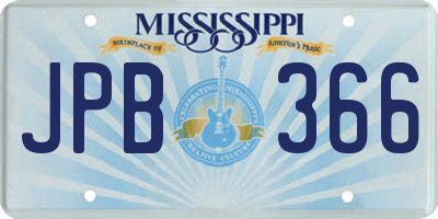 MS license plate JPB366