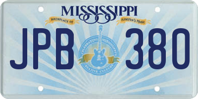 MS license plate JPB380