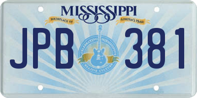 MS license plate JPB381