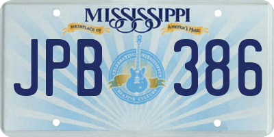 MS license plate JPB386