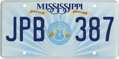 MS license plate JPB387