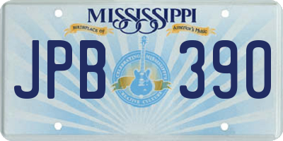 MS license plate JPB390