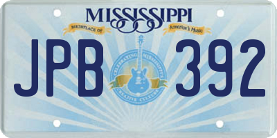 MS license plate JPB392