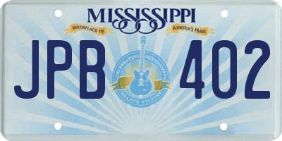 MS license plate JPB402
